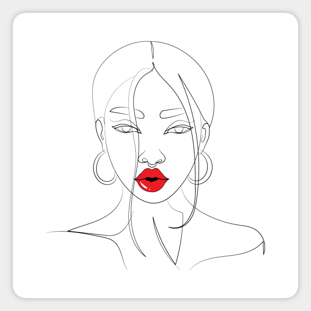 Women Red Lips Kisses Magnet by MisqaPi Design